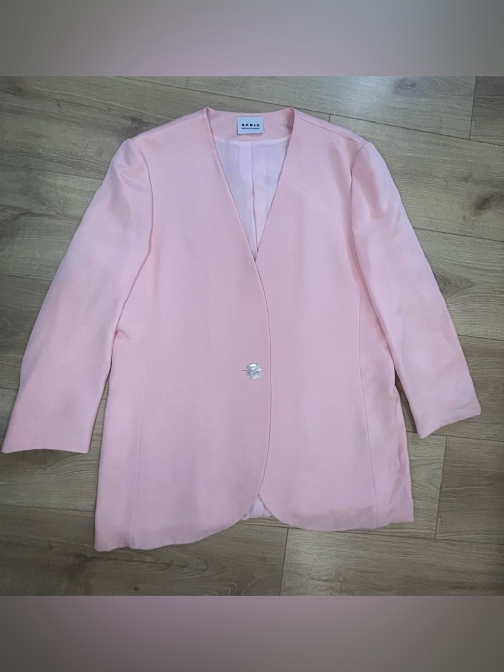Akris Pastel Pink Single-Button V-Neck Blazer